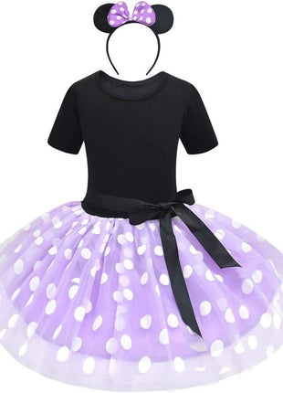 Dressy Daisy Toddler Girl Polka Dots Fancy Dress Up Costume Birthday Party Tulle Dresses with Headband Size 3T to 4T Hot Pink 203