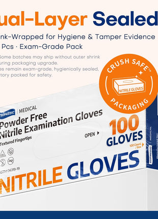 Supmedic Medical Nitrile Exam Gloves, Latex Free, Powder Free, Food Safe, Cooking Food Prep, Disposable Gloves, Blue, 100 Pcs (Medium)