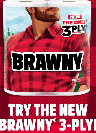 Brawny Tear-A-Square Paper Towels, 12 Double Rolls = 24 Regular Rolls, 3 Sheet Sizes (Quarter, Half, Full), Strength for All Messes, Cleanups, and Meal Prep