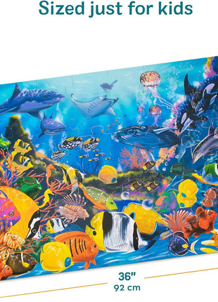Melissa & Doug Underwater Ocean Floor Puzzle, 48 pc Jumbo Jigsaw Puzzle, Educational Screen Free Activity for Toddler, Preschoolers and Kids Ages 3+ (2 x 3 Feet) - FSC Certified