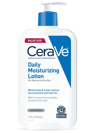 CeraVe Daily Moisturizing Lotion for Dry Skin, Body Lotion & Face Moisturizer with Hyaluronic Acid and Ceramides, Daily Moisturizer, Fragrance Free, Oil-Free, 19 Ounce