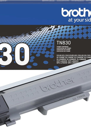 Brother Genuine TN830 Black Standard Yield Printer Toner Cartridge - Print up to 1,200 Pages(1) | Brother Genuine TN830 Black Toner with crisp monochrome output for HL-L2400D, MFC-L2820DW and DCP-L2640DW