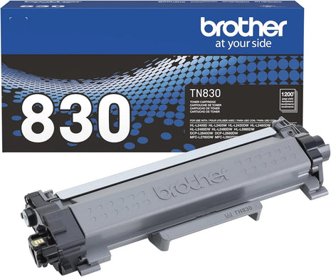 Brother Genuine TN830 Black Standard Yield Printer Toner Cartridge - Print up to 1,200 Pages(1) | Brother Genuine TN830 Black Toner with crisp monochrome output for HL-L2400D, MFC-L2820DW and DCP-L2640DW