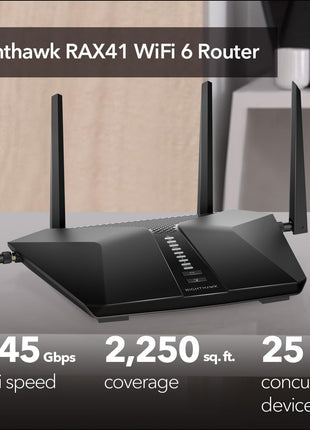 Netgear Nighthawk 5-Stream AX3600 Dual-Band WiFi 6 Router (up to 3.45Gbps) - RAX41