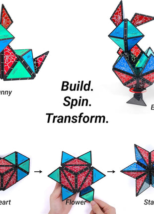 TOSY Magnet Pyramid Stone - 1 Cube Transforms into 1 Billion Shapes, 12 Pieces, 243 Rare Earth Magnets, Holographic Design Magnet Tiles Creative Puzzle STEM/STEAM Toy
