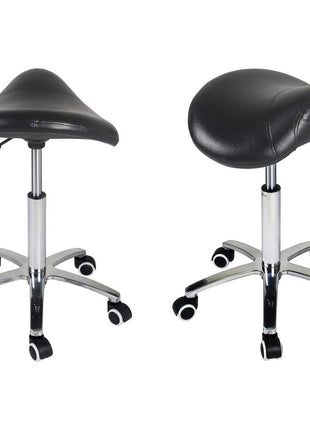 Saddle Stool Rolling Chair for Medical Massage Salon Kitchen Spa Drafting,Adjustable Hydraulic Stool with Wheels (Without Backrest, Black)