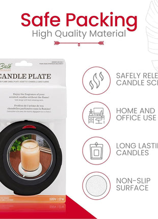 Candle Warmer Plate Safely Releases Scents Without a Flame  Used as Candle Jar Warmer, Candle Melter, Coffee Warmer, Mug Warmer, Cup Warmer in Your Home & Office (Black)