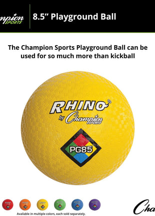 Champion Sports Playground Balls – Single Balls & Sets, Multiple Colors, Durable Nylon-Wound Construction for Kickball & Indoor/Outdoor Play