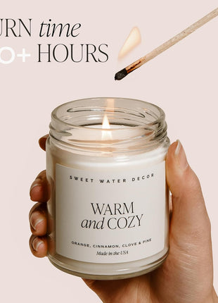 Sweet Water Decor Cashmere & Vanilla Candle, 9oz Clear Glass Jar | Jasmine, Soft Cashmere, Sandalwood & Vanilla Scented Soy Wax Candle, Gold Lid, 40+ Hour Burn Time, Poured in USA