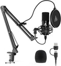 USB Microphone, MAONO 192KHZ/24Bit Plug & Play PC Computer Podcast Condenser Cardioid Metal Mic Kit with Professional Sound Chipset for Recording, Gaming, Singing, YouTube (AU-A04)