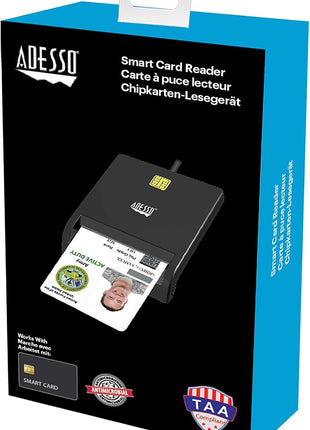 Adesso SCR-100 Smart ID Credit Card Reader,Black