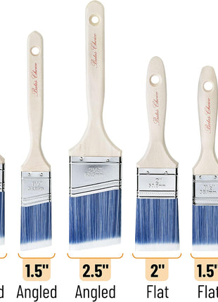 Bates- Paint Brushes, 6 Pack, Treated Wood Handle Brushes for Walls | for Stain Application and Interior Painting Projects