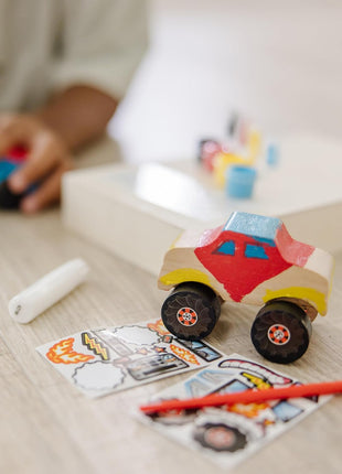 Melissa & Doug Decorate-Your-Own Wooden Craft Kits Set - Race Car and Monster Truck
