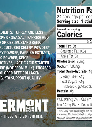 Vermont Smoke & Cure - Turkey Uncured Pepperoni Meat Sticks - Protein Snacks - On the Go Healthier Snack for Adults & Kids - 24 Count