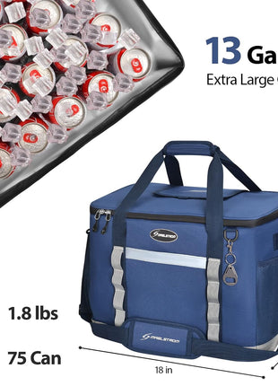 Maelstrom Collapsible Soft Cooler Bag,35/55/75 Cans Beach Cooler with Flip Top Lid, Ice Chest, Leakproof & Portable for Beach, Camping, Road Trips & Grocery Shopping