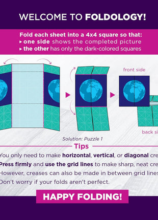 FOLDOLOGY - The Origami Puzzle Game! Brain Teasers for Tweens, Teens & Adults | Travel Game, STEM Toy | Fold the Paper, Complete the Picture | 100 Puzzles | Gift for Ages 10+