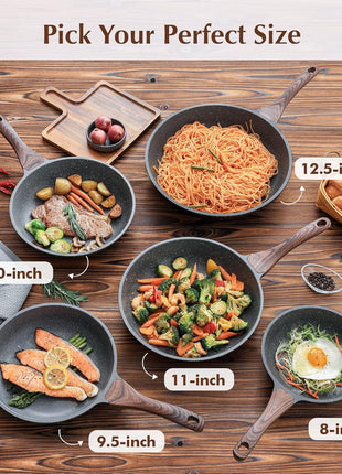 SENSARTE Nonstick Frying Pan Skillet, Swiss Granite Coating Omelette Pan, Healthy Stone Cookware Chef's Pan, PFOA Free (9.5 Inch)