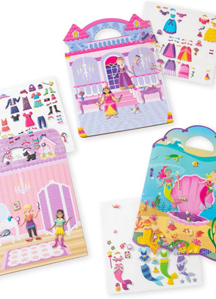 Melissa & Doug Puffy Sticker Activity Books Set of 3 – Dress-Up, Princess & Mermaid, with 208 Reusable Stickers and Fold-Out Scenes, Mess-Free Travel Toys for Kids Ages 4+ - FSC Certified