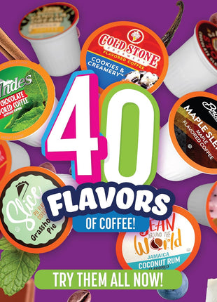 Two Rivers Coffee Flavored Coffee Pods Compatible with Keurig K Cup Brewers, Assorted Variety Pack Flavored Coffee, 40 Count