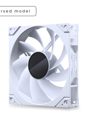 Phanteks M25-140 Gen2 Reversed Blade, 140mm ARGB High Performance Cooling Fans, Daisy-Chain Unified Fan Frame, Infinity Mirror hub, Single Cable Connection, White