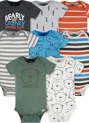 Onesies Brand baby boys 8-pack Short Sleeve Mix & Match Bodysuits and Toddler T Shirt Set, Dangerously Cute Tiger, 3-6 Months US