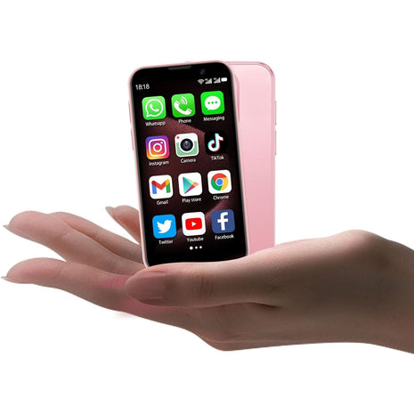 soyes Mini Phone World's Smallest 3.0" HD Touch Screen Mini Smartphone Unlocked Android Compact Mobile Phone for Kids & Students Cell Phone wih Quad-Core Dual SIM Face ID 2GB+16GB Pink