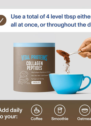 Vital Proteins Grass Fed Collagen Powder, Chocolate, 17.1 oz | Type I & III Collagen, Supports Hair Skin Nails & Joints, Hydrolyzed Collagen, Chocolate Flavor, 18 Servings