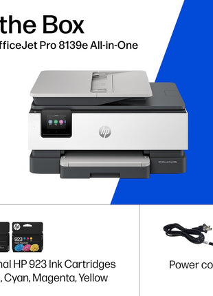 HP OfficeJet Pro 8139e Wireless All-in-One Color Inkjet Printer, Print, scan, Copy, fax, ADF, Duplex Printing Best-for-Home Office, 1 Year Instant Ink Trial Included, AI-Enabled (40Q51A)