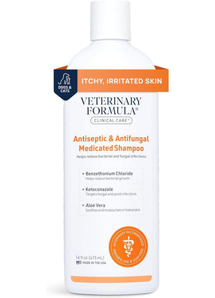 Veterinary Formula Clinical Care Antiseptic and Antifungal Medicated Shampoo for Dogs & Cats, 16 Fl Oz 芒聙聯 Helps Alleviate Scaly, Greasy, red Skin 芒聙聯 Paraben, Dye, Soap-Free (1 Pack)