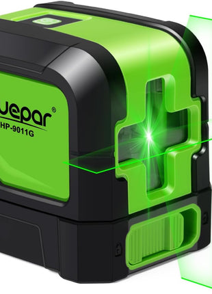 Huepar Laser Level, 100Ft Self Leveling Green Cross Line Laser for Picture Hanging, Tile, Decoration & DIY Construction – 360° Magnetic Base & AA Battery, Indoor Use