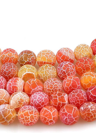 MJDCB Natural Orange Frosted Agate Round Stone Beads for Jewelry Making DIY Bracelets Necklaces (8mm)