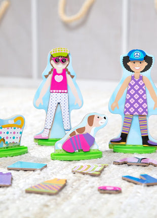 Melissa & Doug Best Friends Magnetic Dress-Up Wooden Dolls Pretend Play Set (78 pcs)