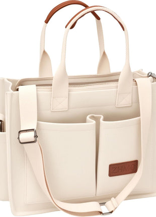Tote Bag for Women With Compartments and Pockets,Black Large Canvas Tote Women's Purse Crossbody Bags Work Laptop Book Bag Top Handle Satchels Handbags Shoulder Bag for Travel Teacher Nurse Gym Beach