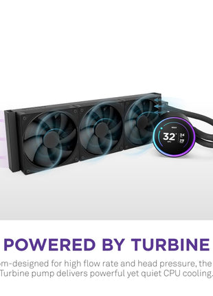 NZXT Kraken Elite 360 2024 - AIO CPU Liquid Cooler - 360mm Radiator - 3 x F120P Fans - Customizable 2.72 inch IPS LCD - NZXT Turbine Pump - AMD® AM5, AM4 - Intel® LGA 1851/1700, 1200/115X - Black