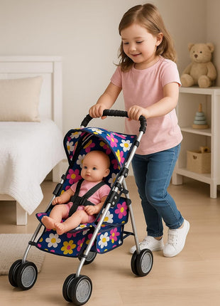 fash n kolor, My First Baby Doll Stroller with Flower Design with Basket in The Bottom- 2 Free Magic Bottles Included