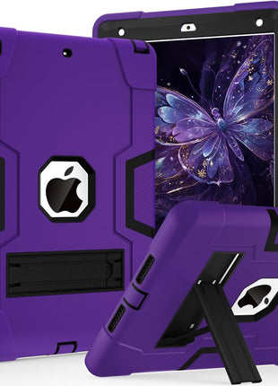 Cantis Case for ipad 9th Generation/ 8th Generation/ 7th Generation, Slim Heavy Duty Shockproof Rugged Protective Case with Built-in Stand for iPad 10.2 inch 2021/2020/2019, Dark Purple+Black