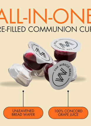The Miracle Meal Pre-Filled Premium Chalice Cup - Travel Pack - Bag of 25 with Wafer and 100% Concord Grape Juice