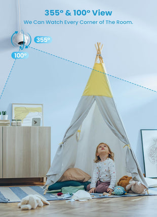 ieGeek 5.5inch Baby Monitor,Audio Monitor with 2.5K Ultra HD 2.4G&5Ghz WiFi Camera,Night Light,Face Covering&Cry Detection,Two-Way Talk,Night Vision,Temp&Humidity Sensor,4000mAh Battery,App Control