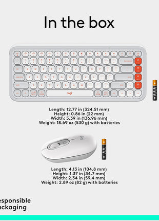 Logitech POP ICON Combo, Wireless Bluetooth Keyboard and Mouse, Comfortable Typing, programmable Keys and Buttons, Quiet clicks, Easy-Switch up to 3 Devices - Off-White