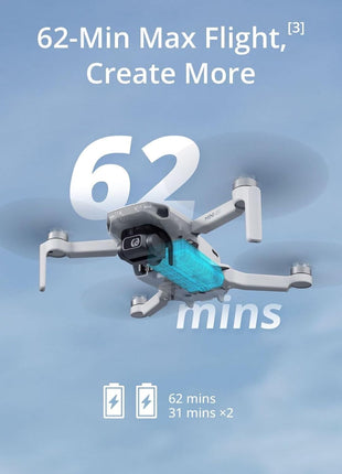DJI Mini 4K Camera Drone Combo, Drone with 4K UHD Camera for Adults, Under 249 g, 3-Axis Gimbal Stabilization, 10km Video Transmission, Auto Return, 2 Batteries for 62-Min Max Flight Time, QuickShots