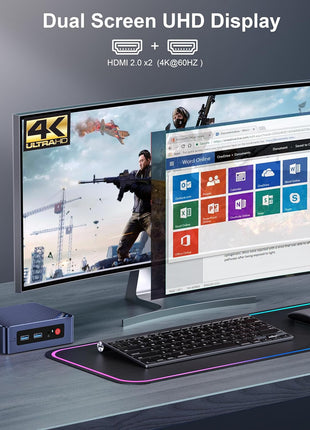 Beelink Mini PC, Mini S12 Intel 12th N95(Up to 3.4GHz), 8GB DDR4 256GB M.2 SSD, Desktop Computers Support 4K Dual HDMI Display/USB3.2/1000Mbps LAN/WOL Home/Office