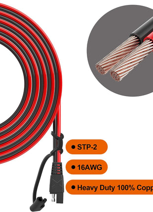 OYMSAE 25Feet SAE Extension Cable Quick Disconnect Connector 16AWG for Automotive, Solar Panel, Charging Adapter (25FT)