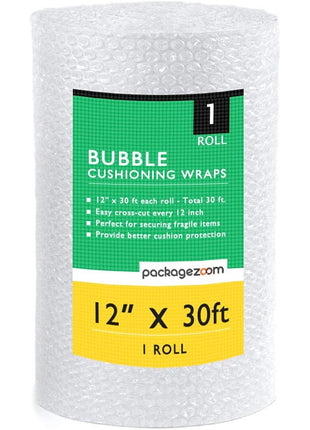 12 inch x 30 ft Bubble Cushioning Wrap, Perforated Every 12" Protective Packing Moving & Shipping Supplies for Boxes & Fragile Items
