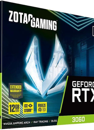 ZOTAC Gaming GeForce RTX 3060 Twin Edge 12GB GDDR6 192-bit 15 Gbps PCIE 4.0 Gaming Graphics Card, IceStorm 2.0 Cooling, Active Fan Control, Freeze Fan Stop, ZT-A30600E-10M