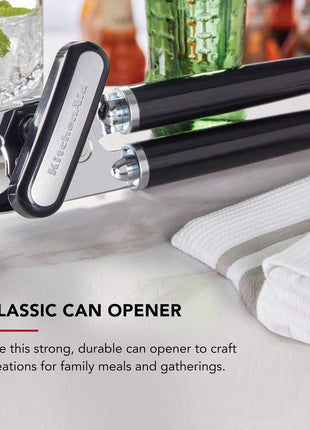KitchenAid Classic Multifunction Can Opener and Bottle Opener Easy to Use, Razor Sharp Stainless Steel Cutting Wheel, Soft Ergonomic Handles, Black