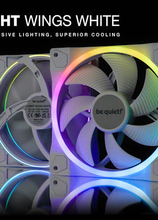 be quiet! Light Wings White 140mm PWM High Speed Triple Pack Premium ARGB Cooling Fan | 4-Pin | BL103