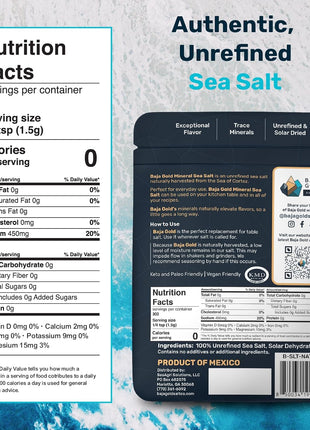 Baja Gold Signature Mineral Sea Salt - Recommended by Gary Brecka - Organic Natural Grain Salt for Cooking & Baking | Authentic Baja Salt | Ideal for All Culinary Creations | 1 lb. Resealable Bag, 300+ Servings