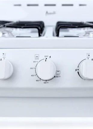 Avanti Gas Range Oven, Compact Freestanding Design, 2.6-Cu.Ft. Capacity 4 Sealed Burners with Electronic Ignition, Includes Broiler Storage Drawer and Accessories, 24-Inch, White
