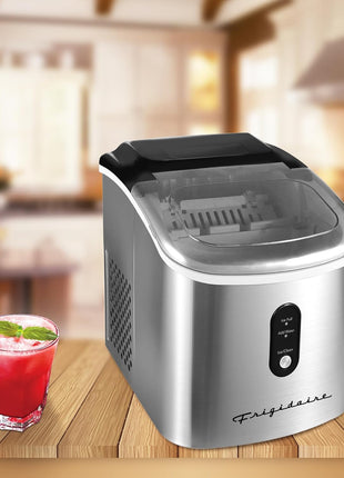 Frigidaire EFIC103-AMZ-SC Counter Top Maker with Over-Sized Ice Bucket, Stainless Steel, Self Cleaning Function, Heavy Duty, Stainless