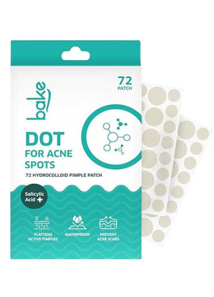 BAKE Salicylic Acid Pimple Patches, 72 Dots, Hydrocolloid Waterproof Acne Treatment, All Skin Types